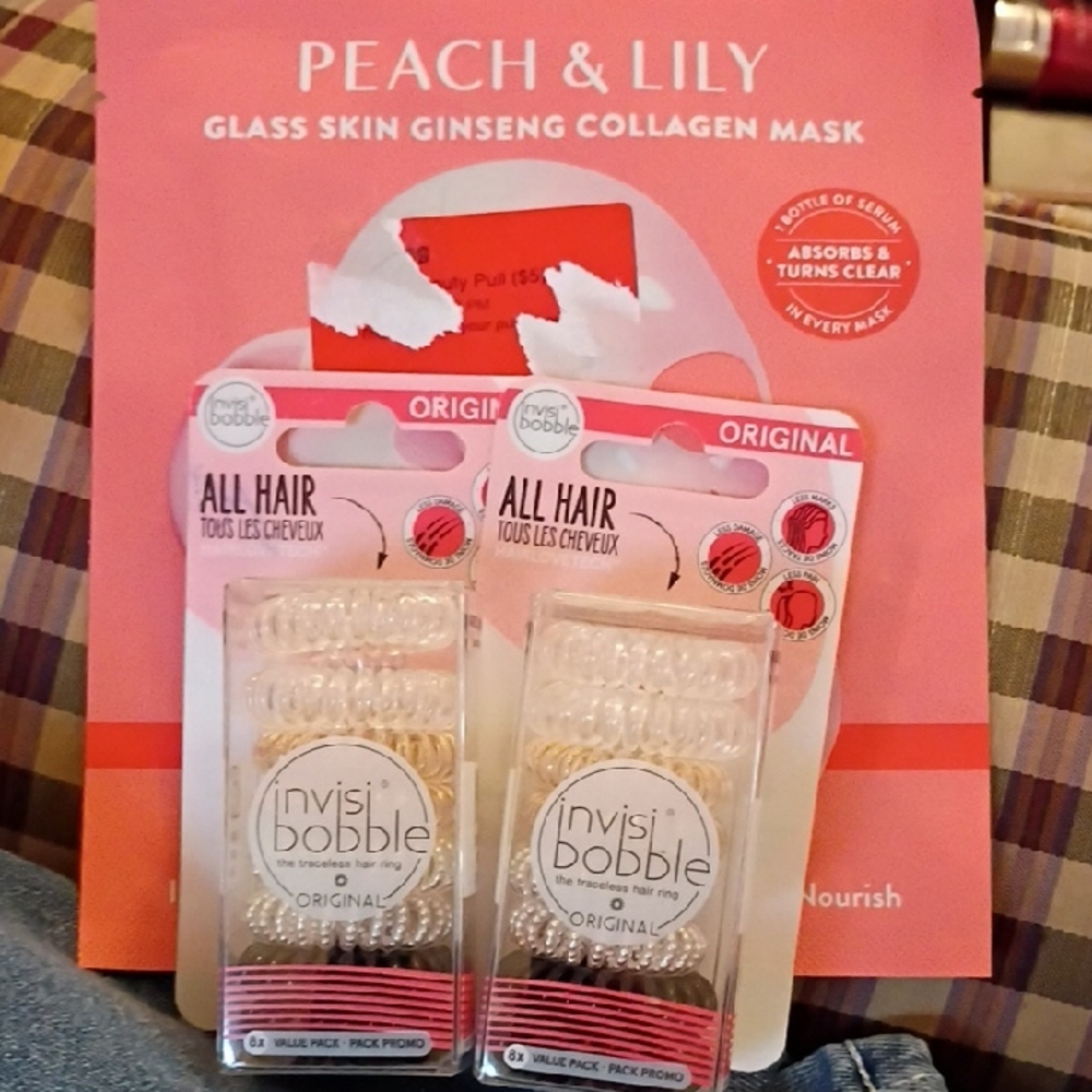 Peach & Lily Collagen Mask with Invisibobble Hair Ties